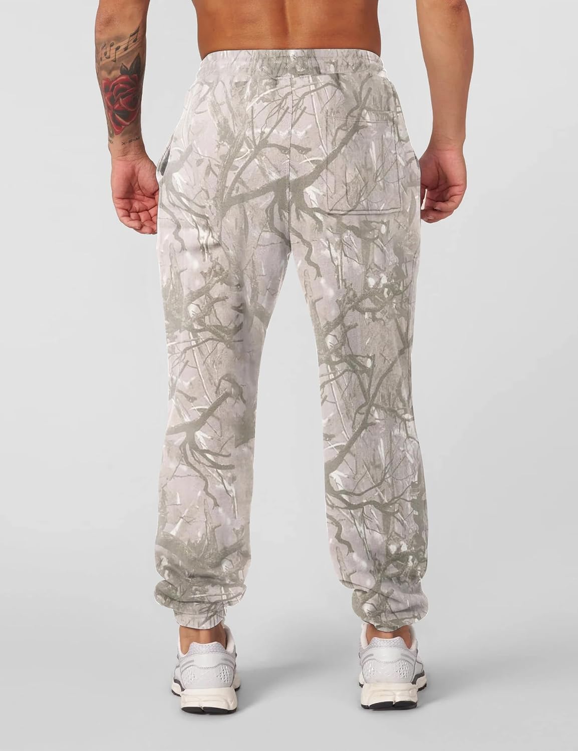 Men’s Camo Baggy Sweatpants Graphic Print Workout Streetwear Joggers Pants for Men Fleece Sweats with Pockets