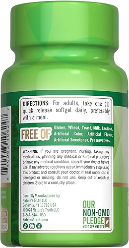 Miniatura 7 de Nature's Truth Vitamina E 400 UI 268mg cápsulas blandas | 100 unidades | Suplemento sin OMG y sin gluten