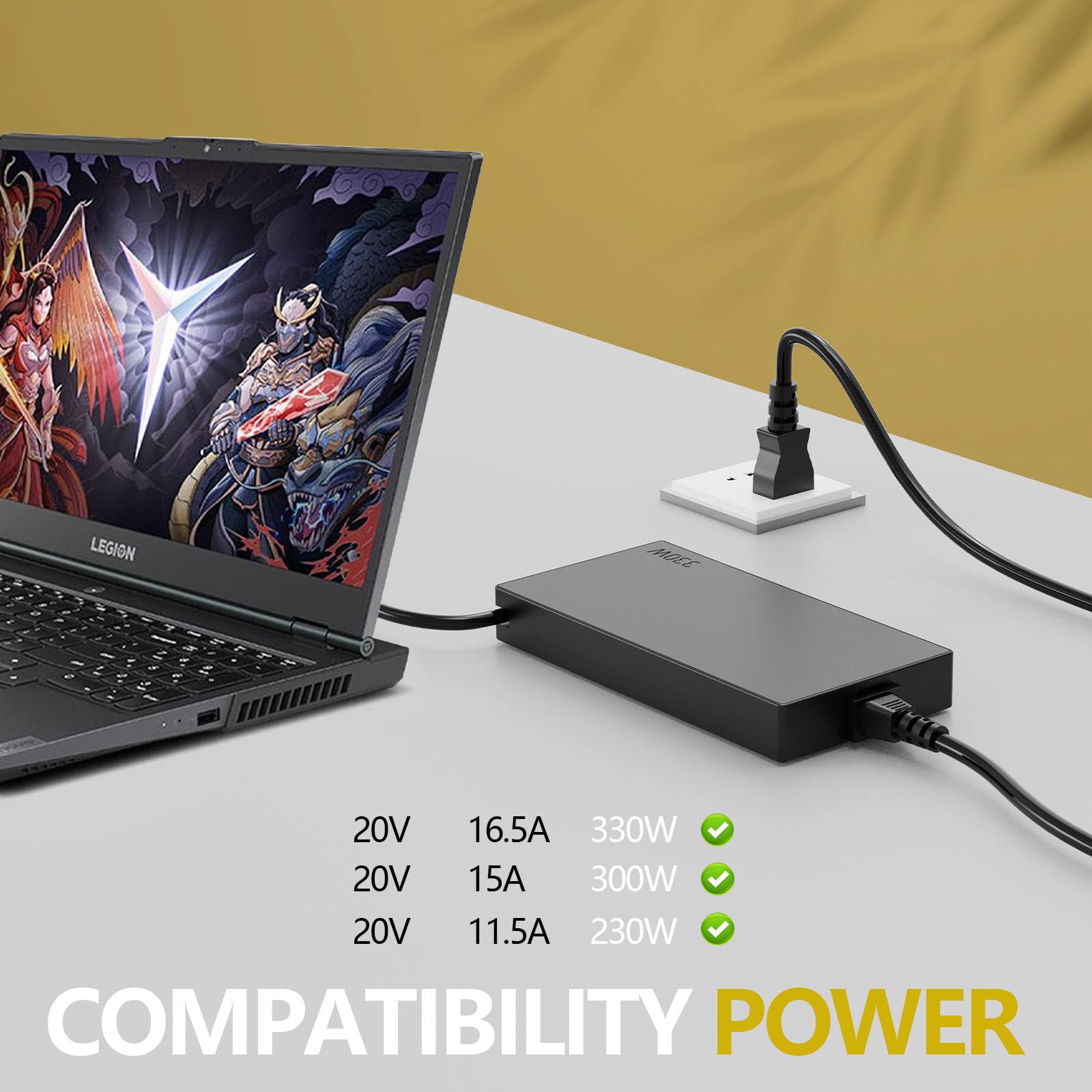 Cargador delgado de 330 W, 20 V, 16,5 A, para Lenovo Legion Pro 9 7 7i 5i 5 RTX 4060 4070 4080 4090 Y900 Y700 GX21M50608 ADL330SDC3A Cable adaptador de alimentación de CA