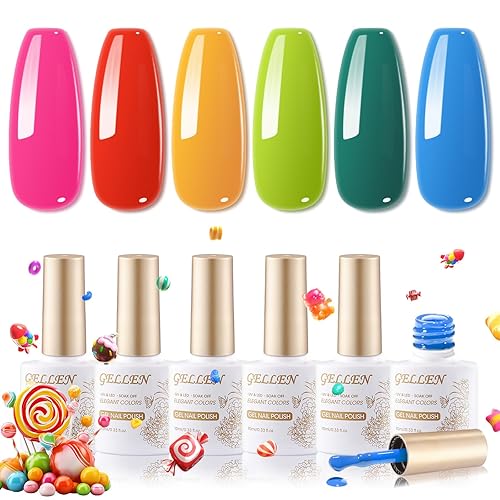 Gellen Kit de esmalte de uñas de gel, 4 colores, rojo, burdeos, rosa, gelatina, esmalte de gel de uñas de gel magnético UV LED con imán, esmalte de