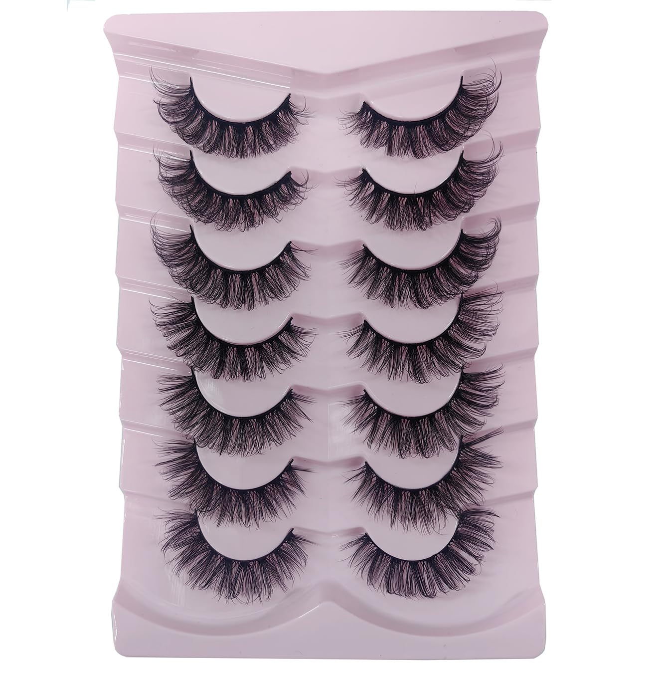 OCHILIMA Wimpern Russian Strip Lashes Natural Look Eye Lashes False Lashes Wispy D Curly Fluffy 3D Effect Cat Eye Soft Fake Eyelashes Pack 7 Pairs