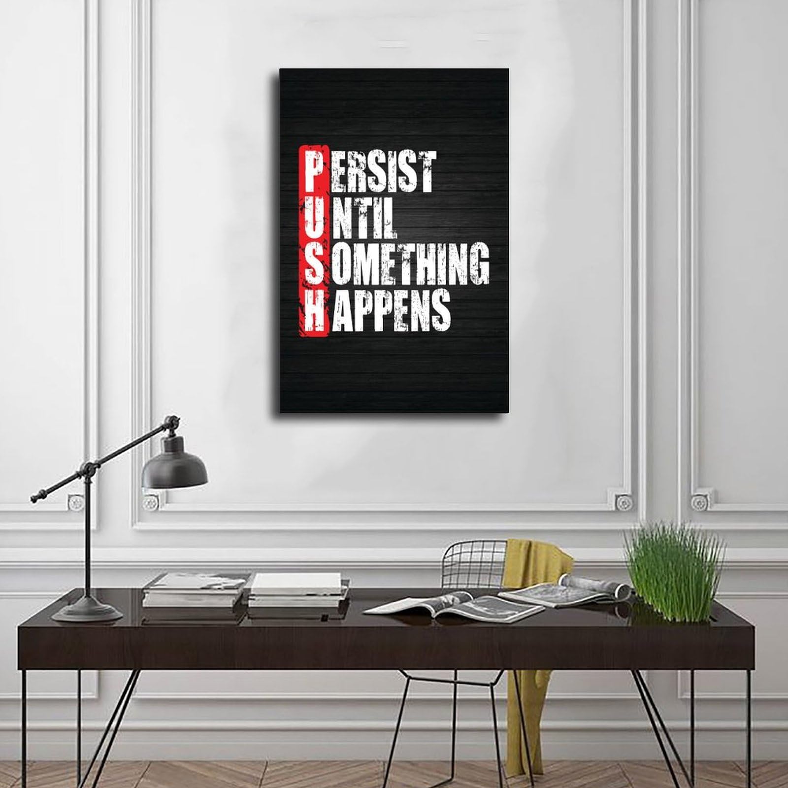 PUSH Motivation - Pósteres de culturismo para hombres y niñas, citas motivacionales inspiradoras para gimnasio muscular, 60 x 90 cm