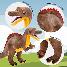 Dinosaur Plush Toy, Spinosaurus Stuffed Animal Throw Plushie Pillow Doll, Soft Grey Fluffy Friend Hugging Cushion - Present for Every Age & Occasion