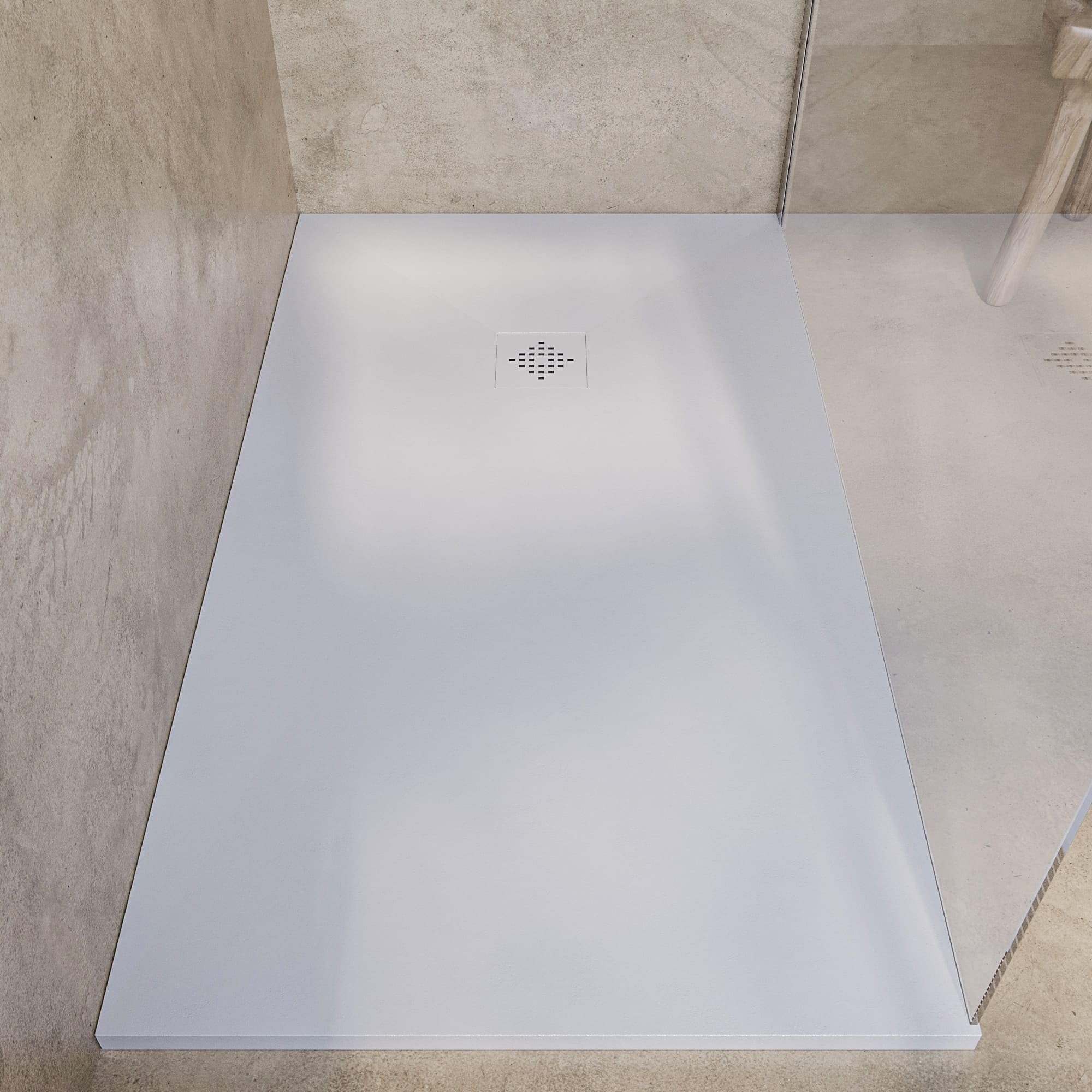 Receveur de douche antidérapant effet pierre 220x90 avec bonde haute évacuation