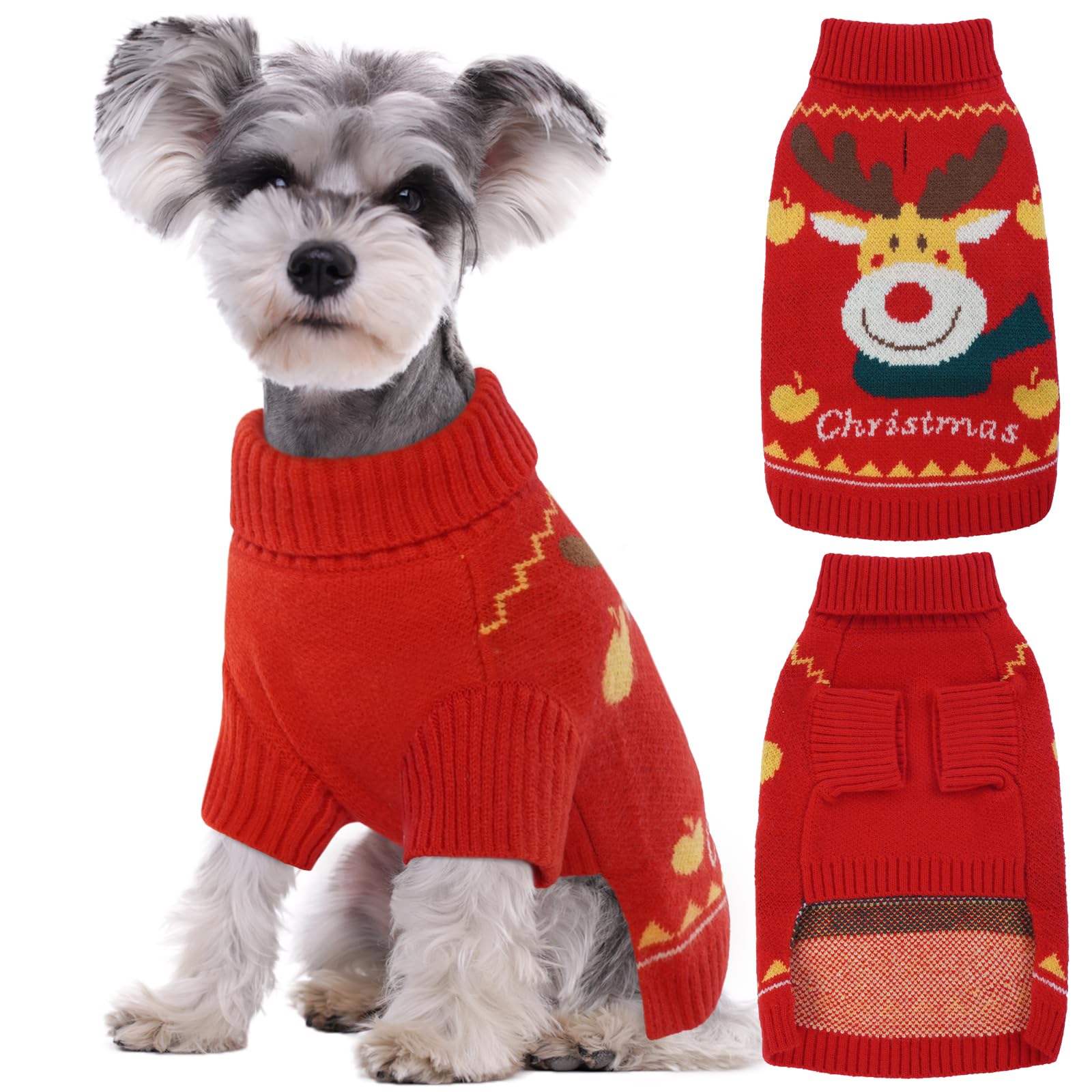 Amazon | Kuoser犬服 犬用セーター クリスマスパターン 秋冬服