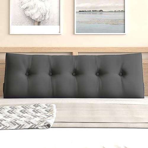 Miniatura 2 de CECER Almohada de cabecera para cama individual, almohada triangular grande con dos bolsillos laterales, cojín largo de cuña para cama o mujer