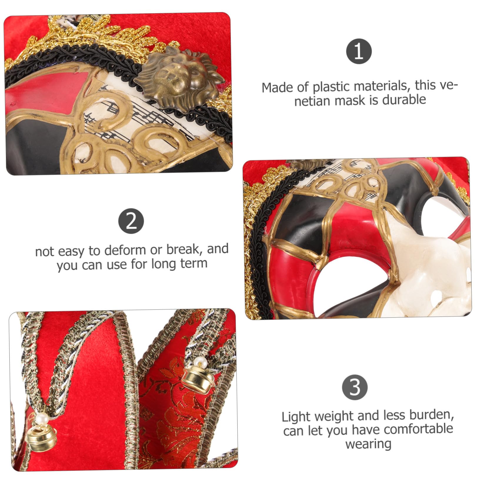 LIFKOME Maschera Veneziana in Plastica per Halloween Party Cosplay e Feste di Carnevale Leggera e Comoda da Indossare per Spettacoli e Ritratti Fotografici
