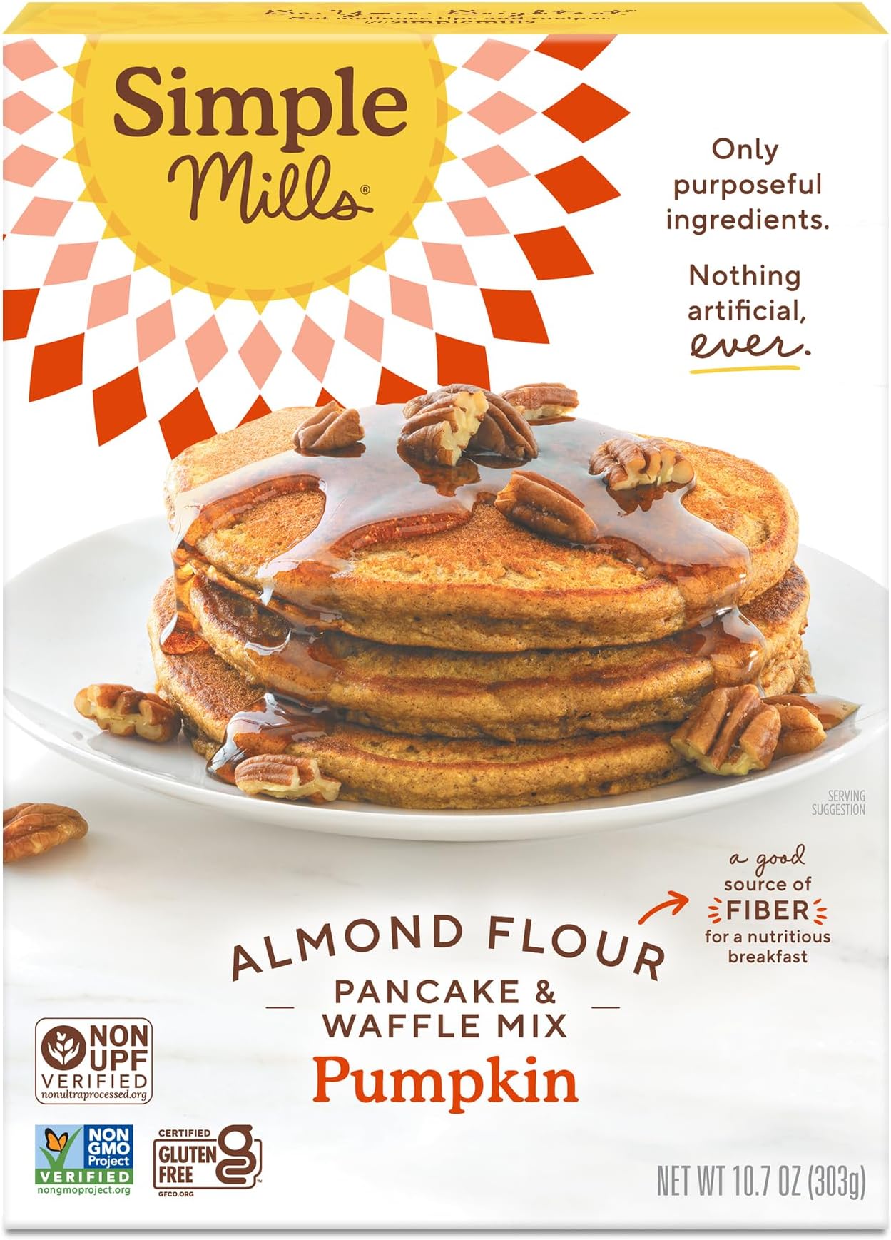 Simple Mills Almond Flour Pancake & Waffle Mix, Pumpkin - Gluten Free, Plant Based, Paleo Friendly, Breakfast 10.7 Ounce (Pack of 1)