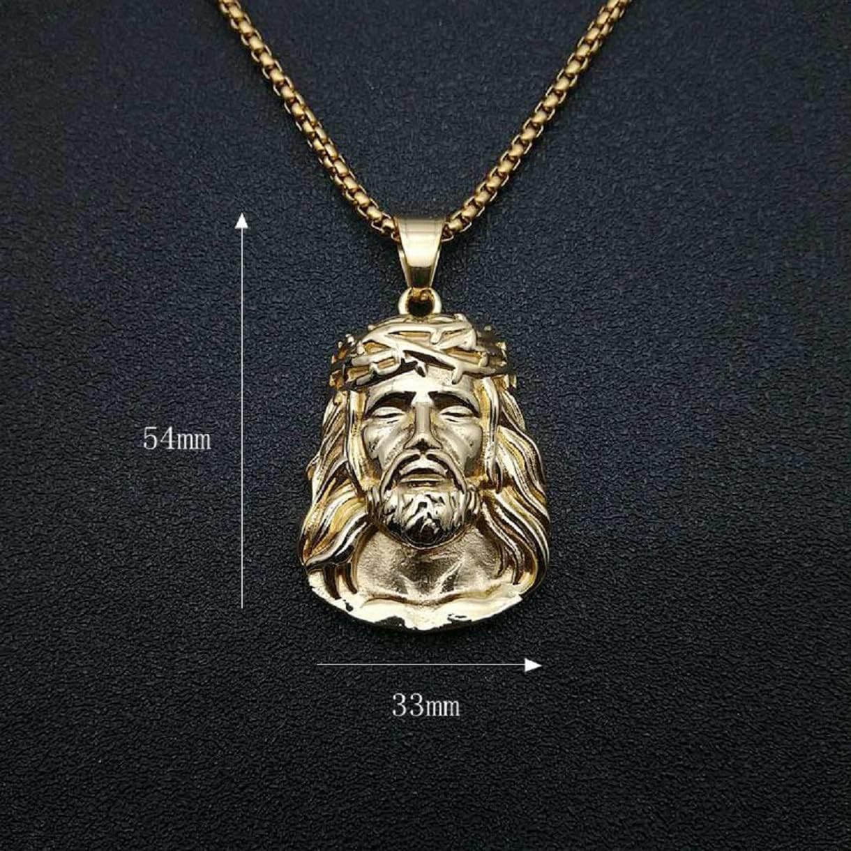 Jesus Pendant, Jesus Necklace for Men, Christ Jesus Head Necklace Jesus Religious Jewelry, Catholic Jesus Charm Necklace Stainless Steel Religious Jesus Pendant Necklace for mens - Image 3