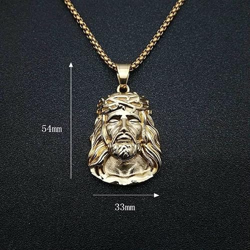 Miniatura 3 de Colgante de Jesús, collar de Jesús para hombres, collar de cabeza de Jesús Jesús, joyería religiosa de Jesús, collar de acero inoxidable con dije de