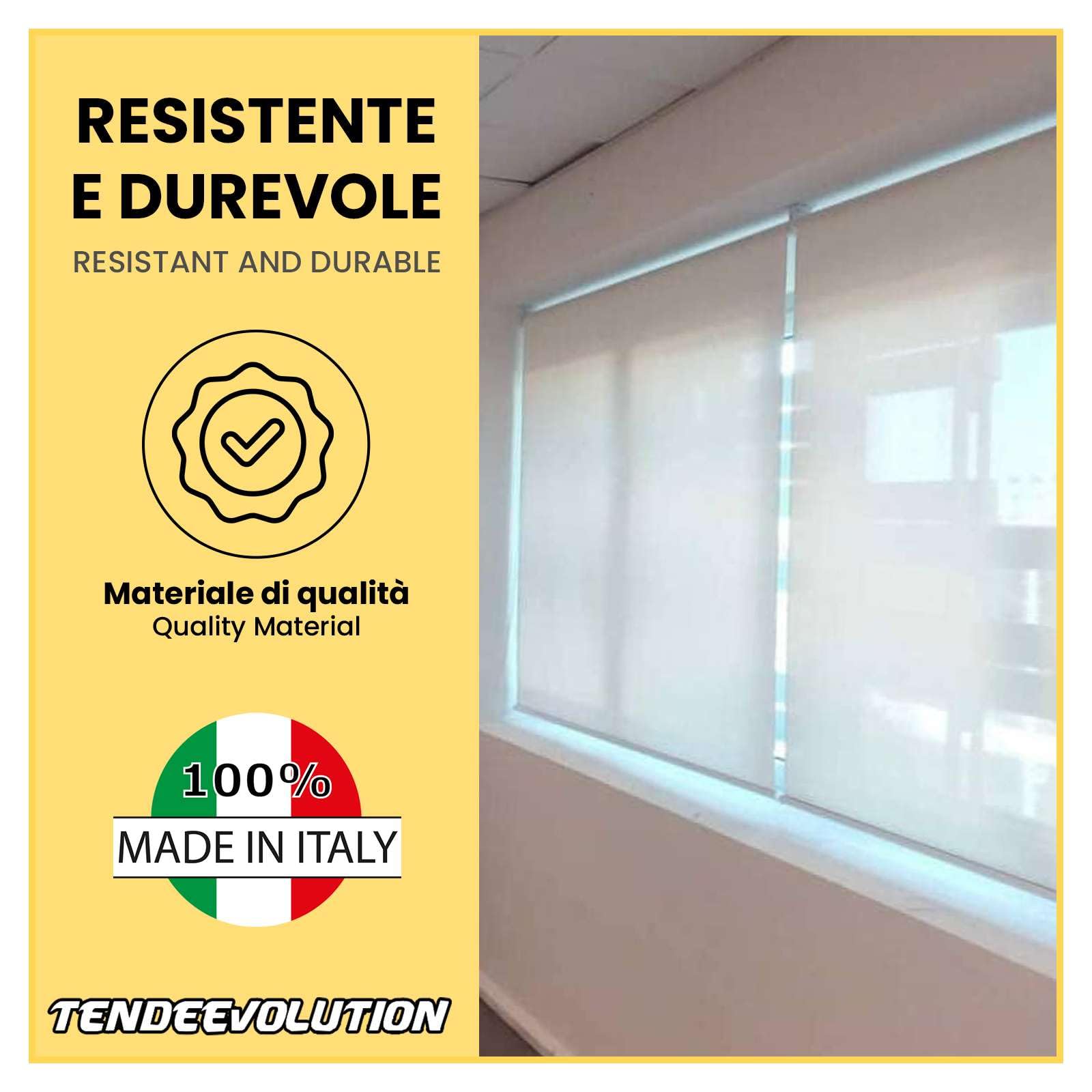 TENDEEVOLUTION - Tenda a Rullo per Interni su Misura Mod. Lampedusa, Tende Avvolgibile Interno con Tessuto Filtrante in diversi colori, Tende a Rullo con apertura Manuale o Motorizzata