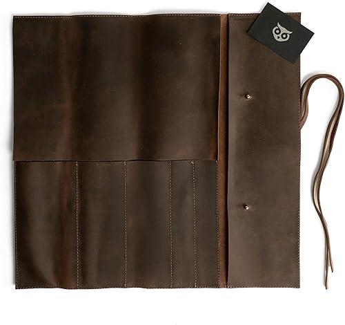 Miniatura 21 de Estuche de cuero rústico para cuchillos, bolsa duradera para cuchillos de chef para chefs profesionales, bolsa de rollo de cuchillos, funda