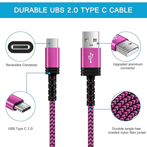 Miniatura 4 de Cable Samsung S23 Ultra USB tipo C de carga rápida, [3 unidades, 10 pies] largo USB C a USB A, cable de teléfono Android, cable de carga C de carga