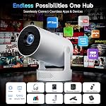Kimwood Projector with Upgraded HiFi Speaker, [Built-in Apps] 1080P Mini Portable Projector Lower Noise Auto Keystone WiFi 6 Bluetooth 5.4 Ultra Short Throw Projectors Big Screen in Small Room