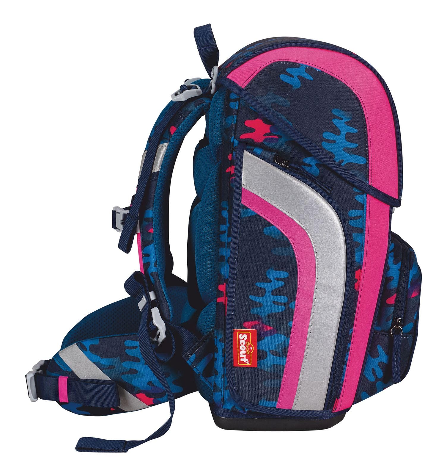 SCOUT Schulranzen Basic Genius Set 4-teilig Magic Sea dunkelblau