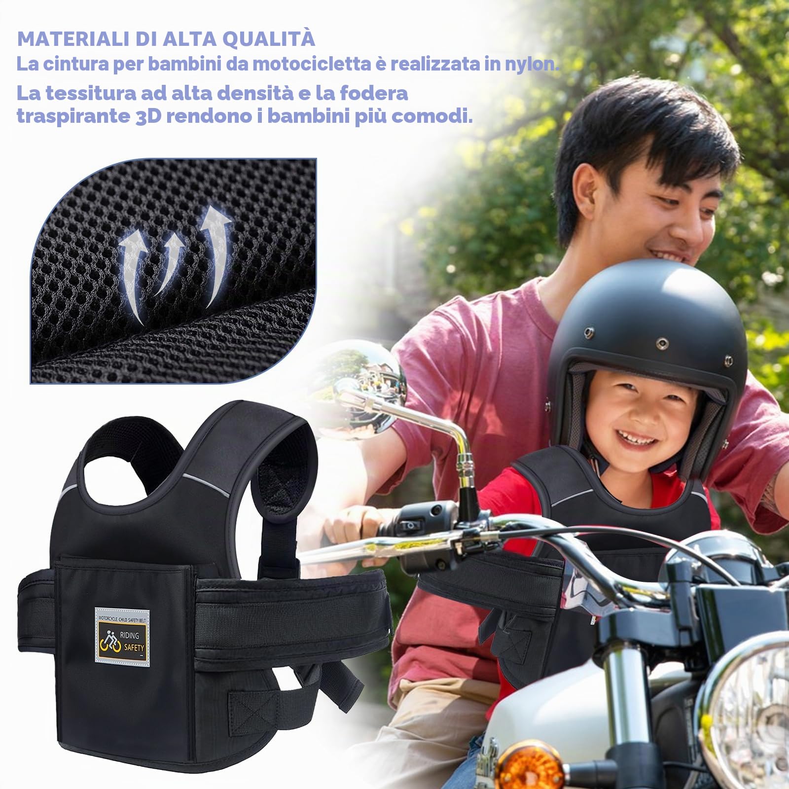 Cintura di Sicurezza per Moto per Bambini Cintura Moto Bambini Bambini Moto Cintura Imbracatura per Moto Cintura Sicurezza Moto Bambino Regolabile Cintura di Sicurezza da Moto per Bambini
