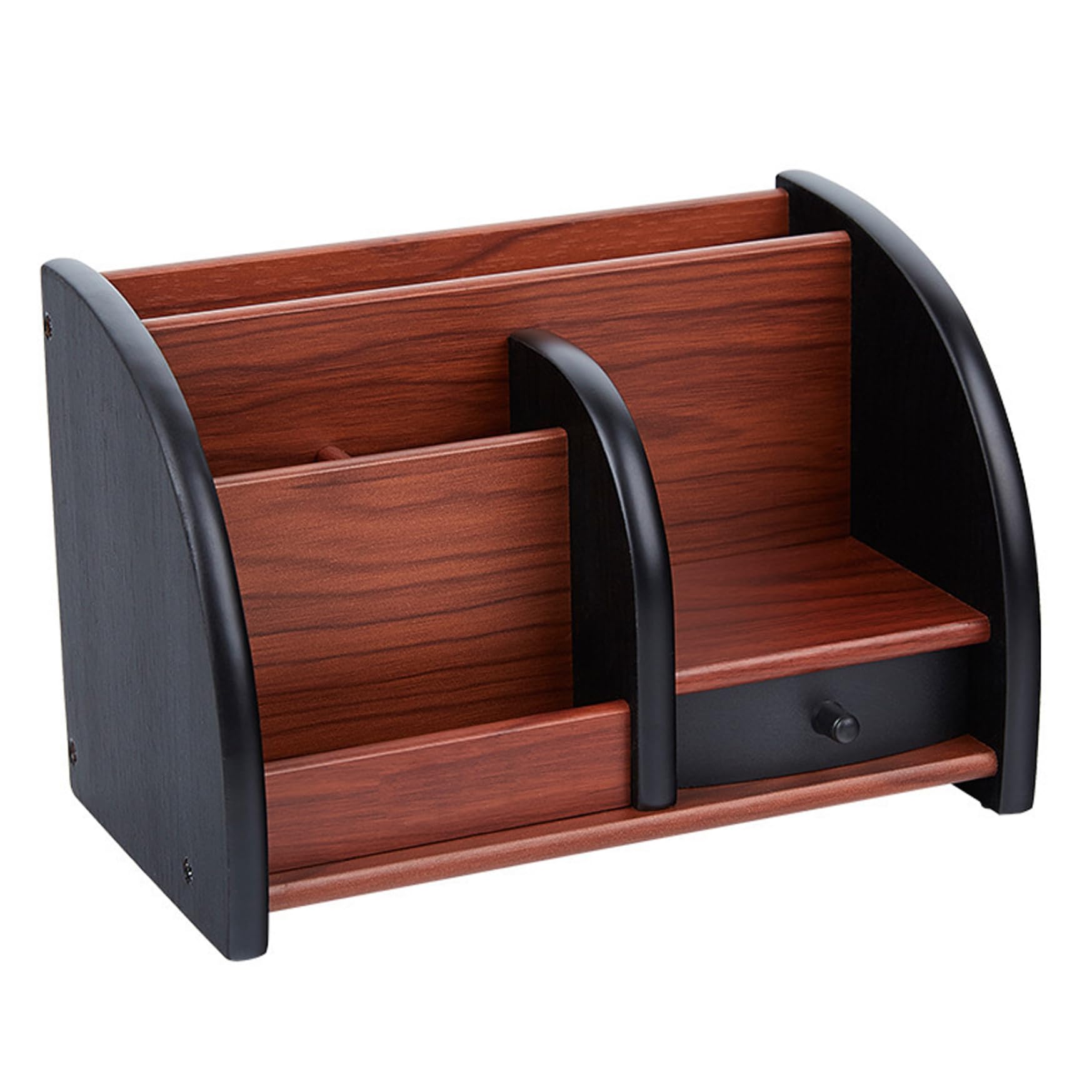 Aetherize Wood Desk Organizer, Walnut Brown Table Top Organizer, Handcrafted Wooden Desktop Storage for Pens, Office Supplies, and Small Items Wood Desk