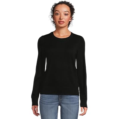 L.L.Bean Essential Merino Wool Crewneck Sweater midnight black