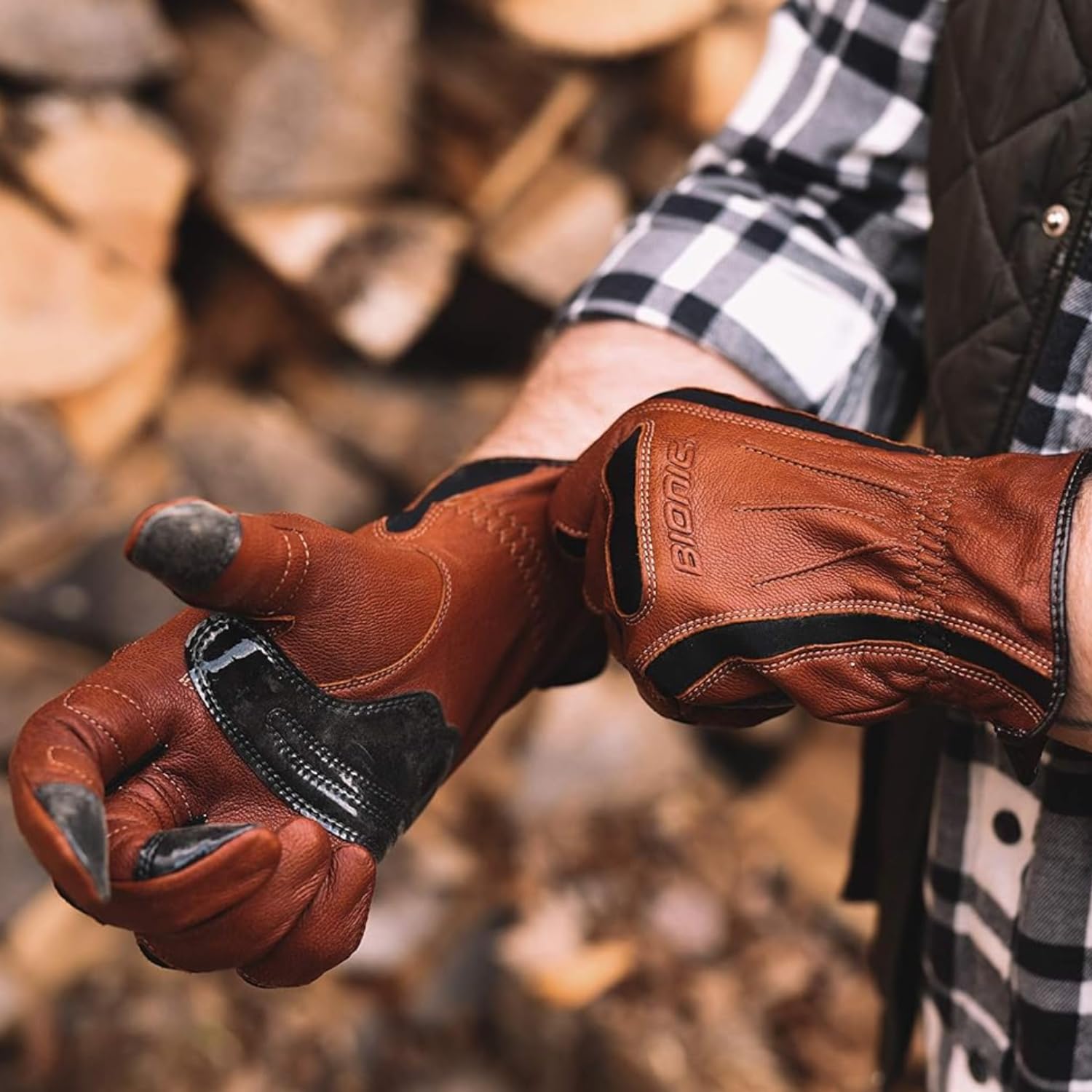 BIONIC GDTN-M-P-BR-XL Tough Pro - Guantes de piel para hombre, talla XL, color marrón