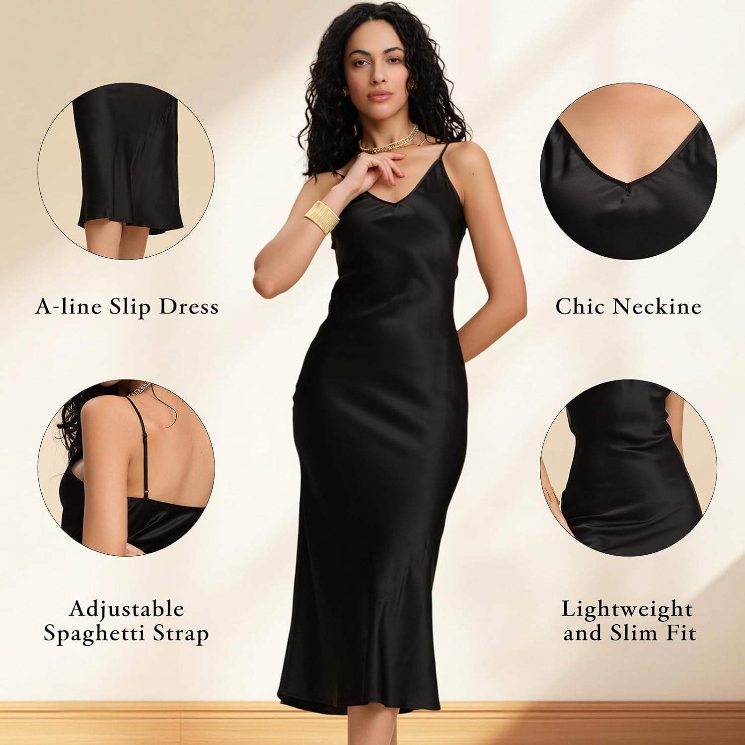 Pure Mulberry Silk Dress for Women Summer Slip Long Dress A Line Sleeveless Cocktail Guest Party V-Neck Sexy Dresses - Image 3