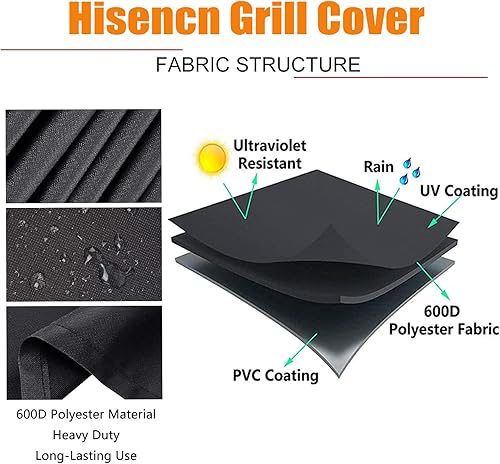 Miniatura 4 de Hisencn Funda para parrilla de barbacoa de 55 pulgadas, impermeable, resistente y 2 en 1, reversible, de hierro fundido, 20 x 10.5 pulgadas, para