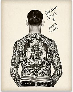 Tattoo Decor - Tattooed Man - Captain Elvy - 11x14 Unframed Art Print - ...