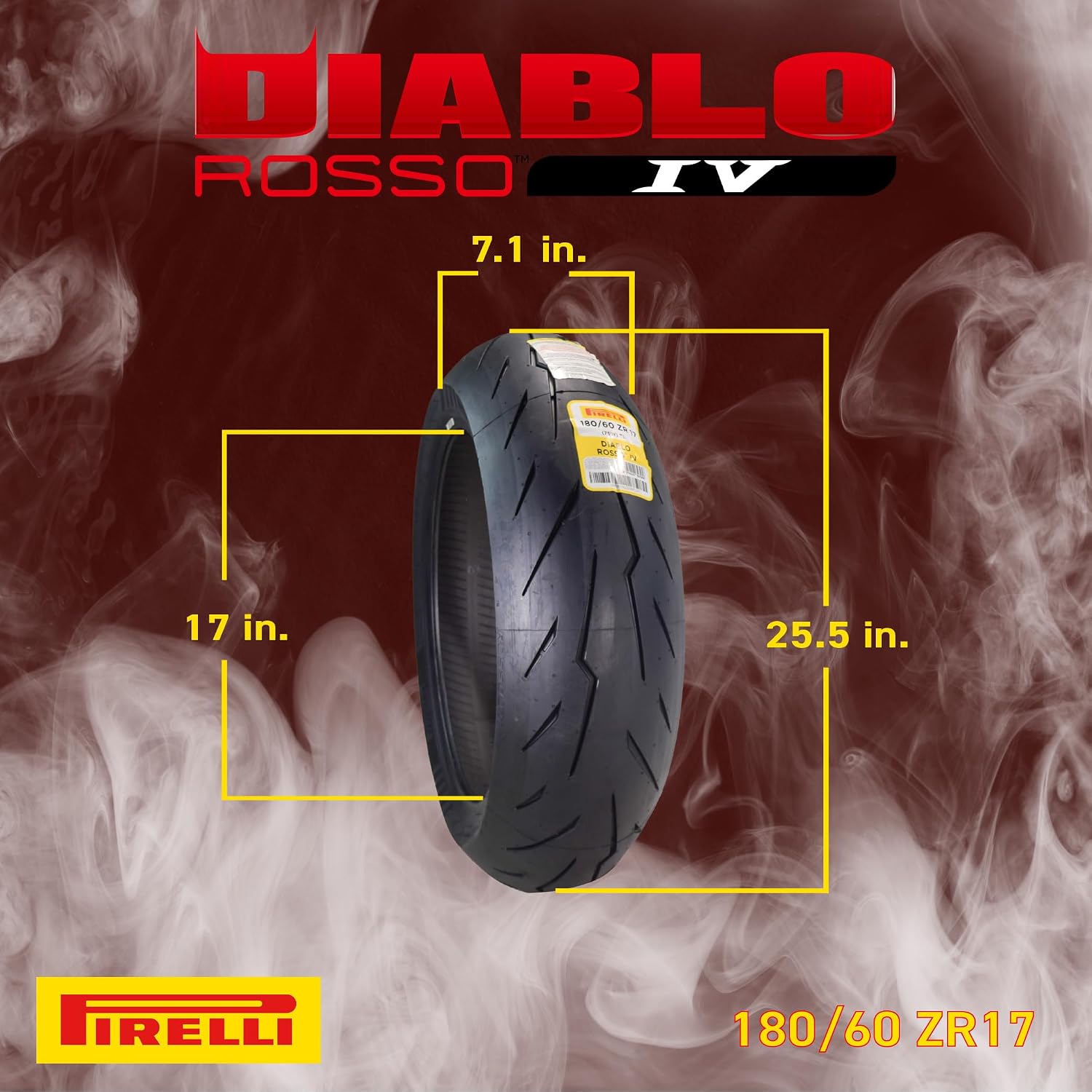 Pirelli Diablo Rosso IV 120/70 ZR 17 M/C Front & 180/60 ZR 17 M/C TL Rear Motorcycle Tire Set - High Performance, Durable for Super Sport Bikes with Keychain