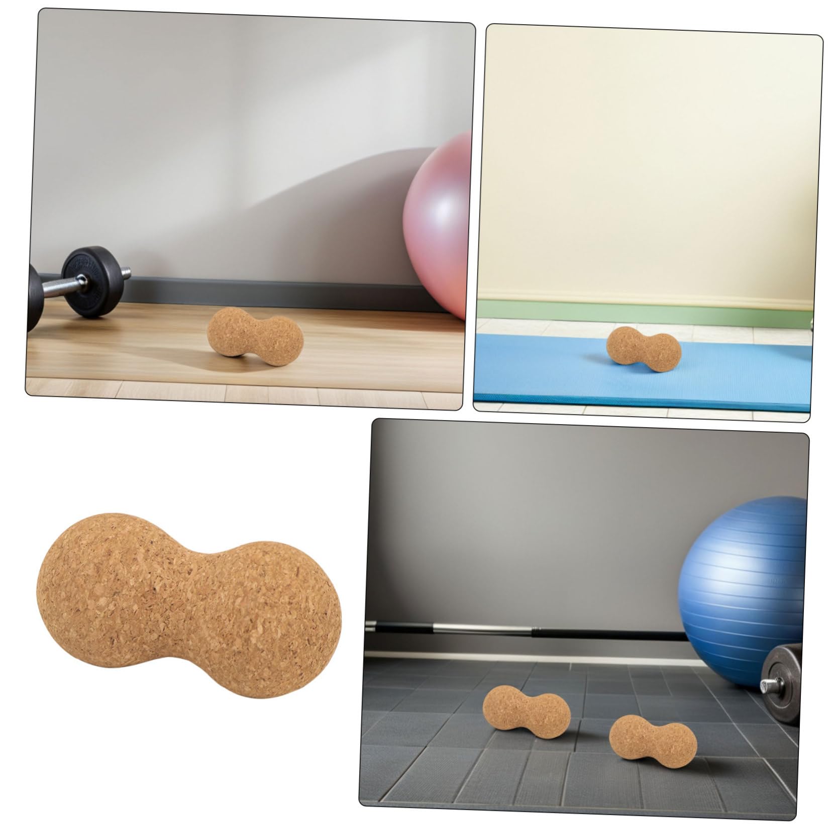 PLAFOPE 2 Piezas Unidades Bola de Masaje de Corcho Sólido Doble Pelota de Lacrosse para de Puntos Gatillo Recuperación Muscular Profunda para Espalda Cuello y Pies Herramienta Portátil