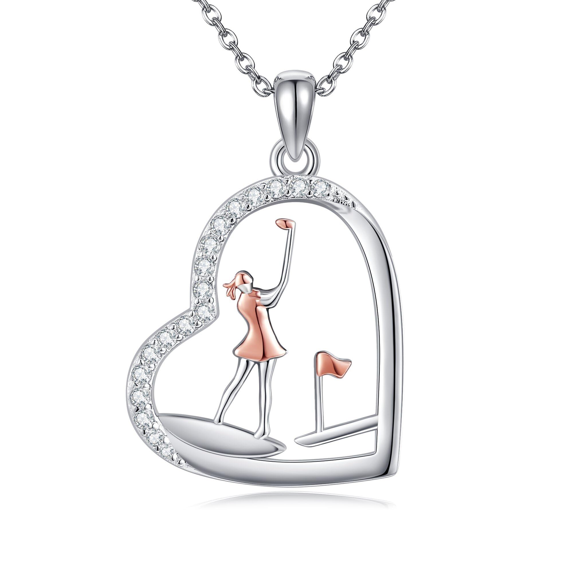 JERWLI Sportkette Sterlingsilber für Cheerleader/Gymnastik/Ballett/Golf Halskette Sport Schmuck Geschenk für Frauen