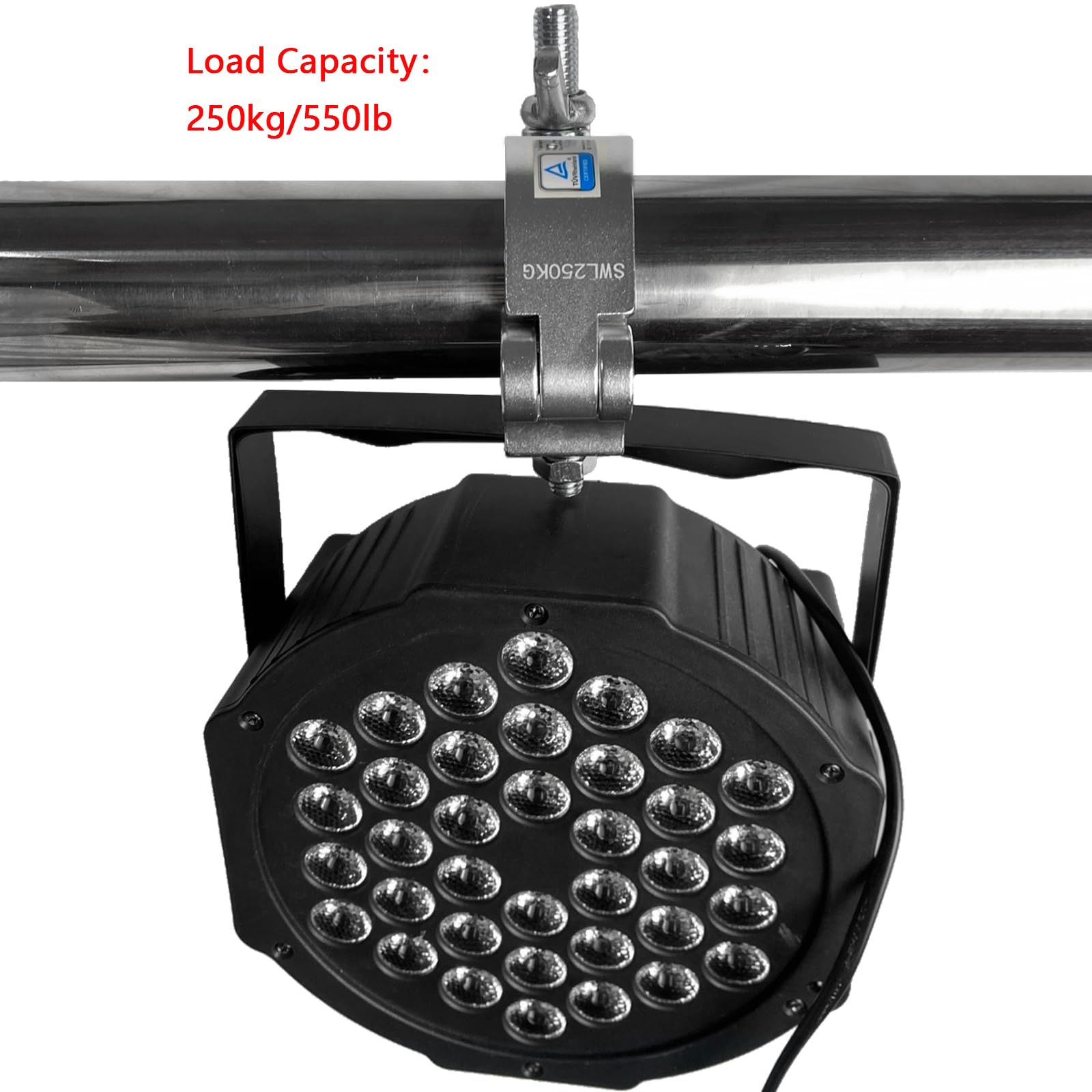 Hochwertige Aluminium-Legierung, robuste O-Klemme für Strahler, 250 kg, passend für 42–52 mm Rohre/Rohre, Bühnenbeleuchtung, Silber, 4 Stück
