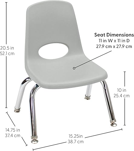 Miniatura 315 de Factory Direct Partners 10355-BL Silla escolar apilable de 10 pulgadas, asiento apilable para estudiantes con patas de acero cromado y rodamientos