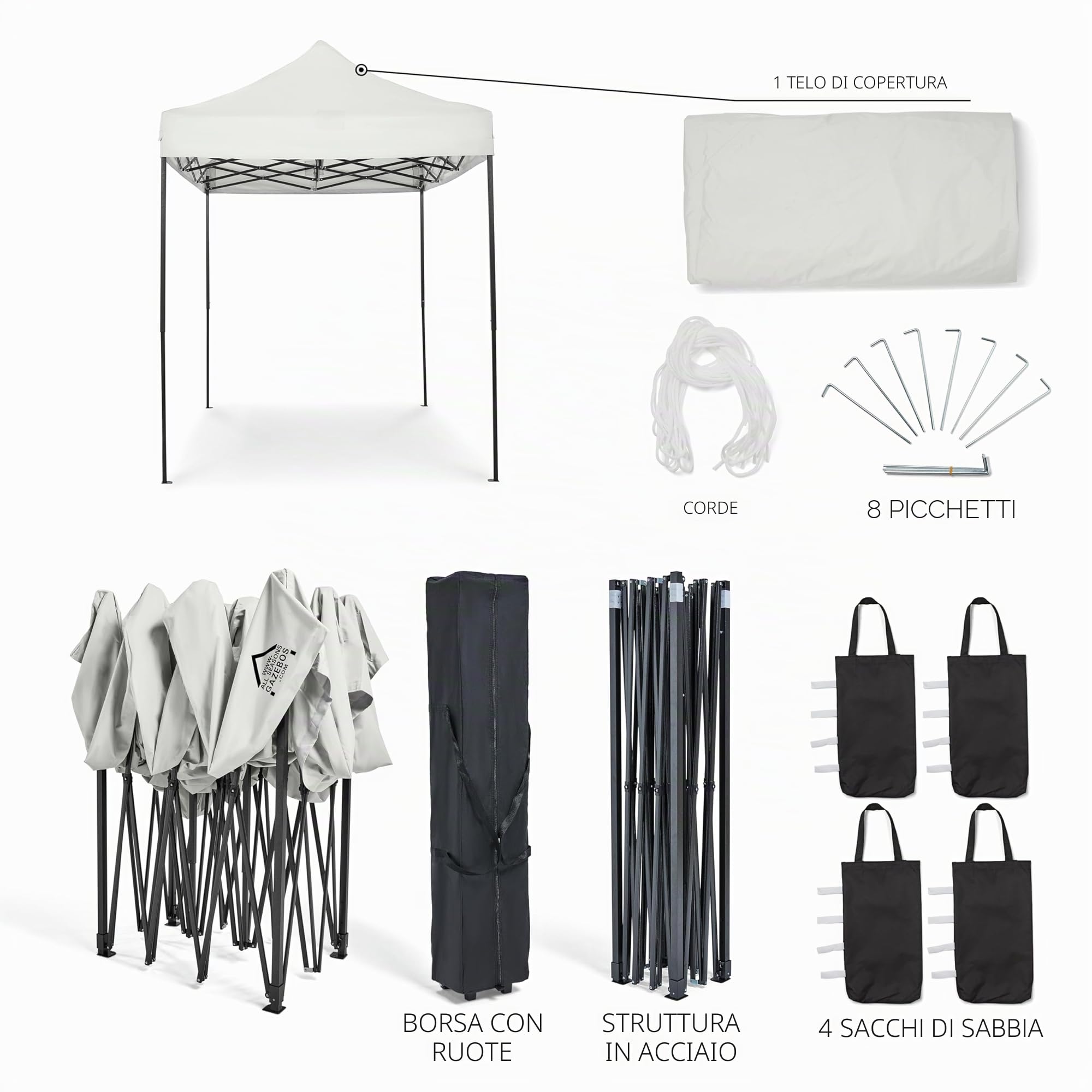 Gazebo pop-up 3x2m completamente impermeabil Bianco