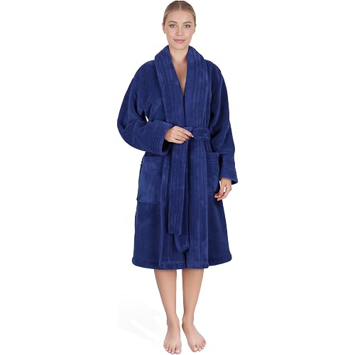 American Soft Linen Women’s Fleece Bathrobe Luxury Soft, Plush Robe for Women Cozy Spa Quality Adult Bathroom Lounge Robe
