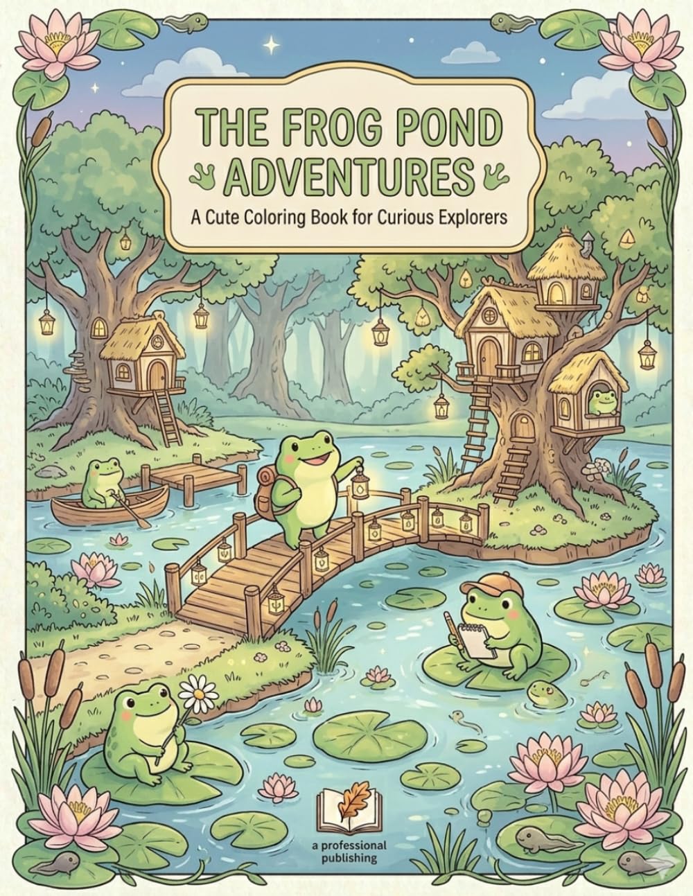 Frog Explorer Coloring Book for Kids and Teens: Cute Pond Adventures, Forest Trails, Cozy Nature Moments, and Fun Relaxing Coloring Pages
