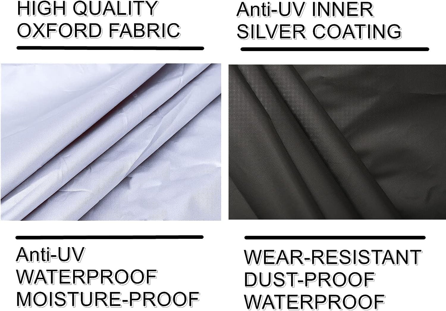 Sac de Rangement pour Meubles de Jardin, Tissu Oxford Imperméable Résistant aux UV Et Résistant aux Déchirures avec Poignée de Transport et Sac de Rangement Inclus (Noir, 173x76x51cm)