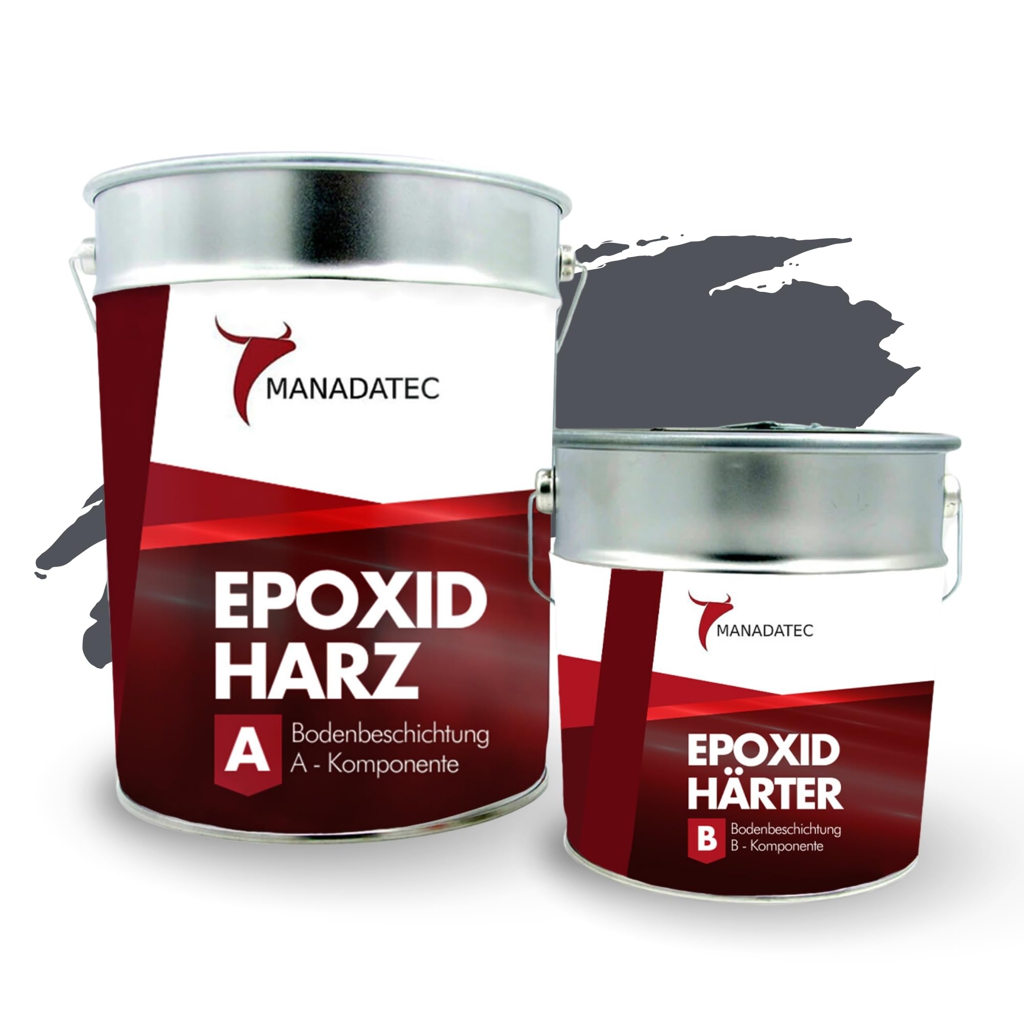 MANADETEC Resina epossidica 2k per rivestimento di pavimenti 5kg I Grigio ardesia RAL 7015 I Senza solventi, ecologico, inodore I Rivestimento per pavimenti di garage e cantine I Antiurto