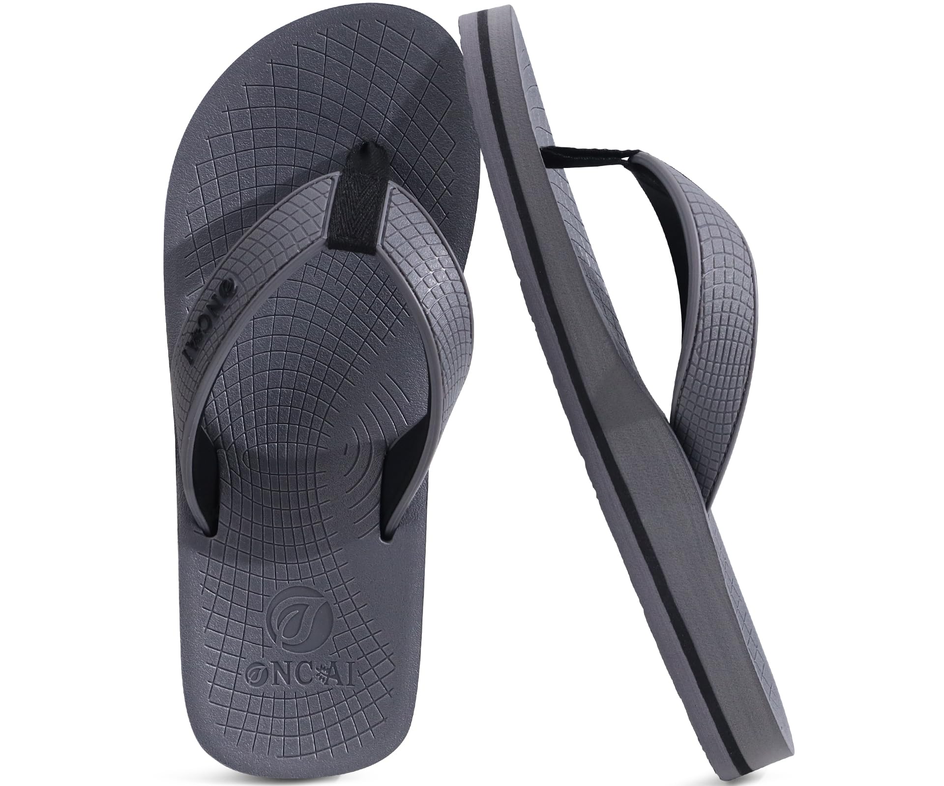Men's Rubber Flip Flops Trendy Summer Beach Pool Shower Sandals with Yoga Mat Non-slip Outdoor Cushion Soles