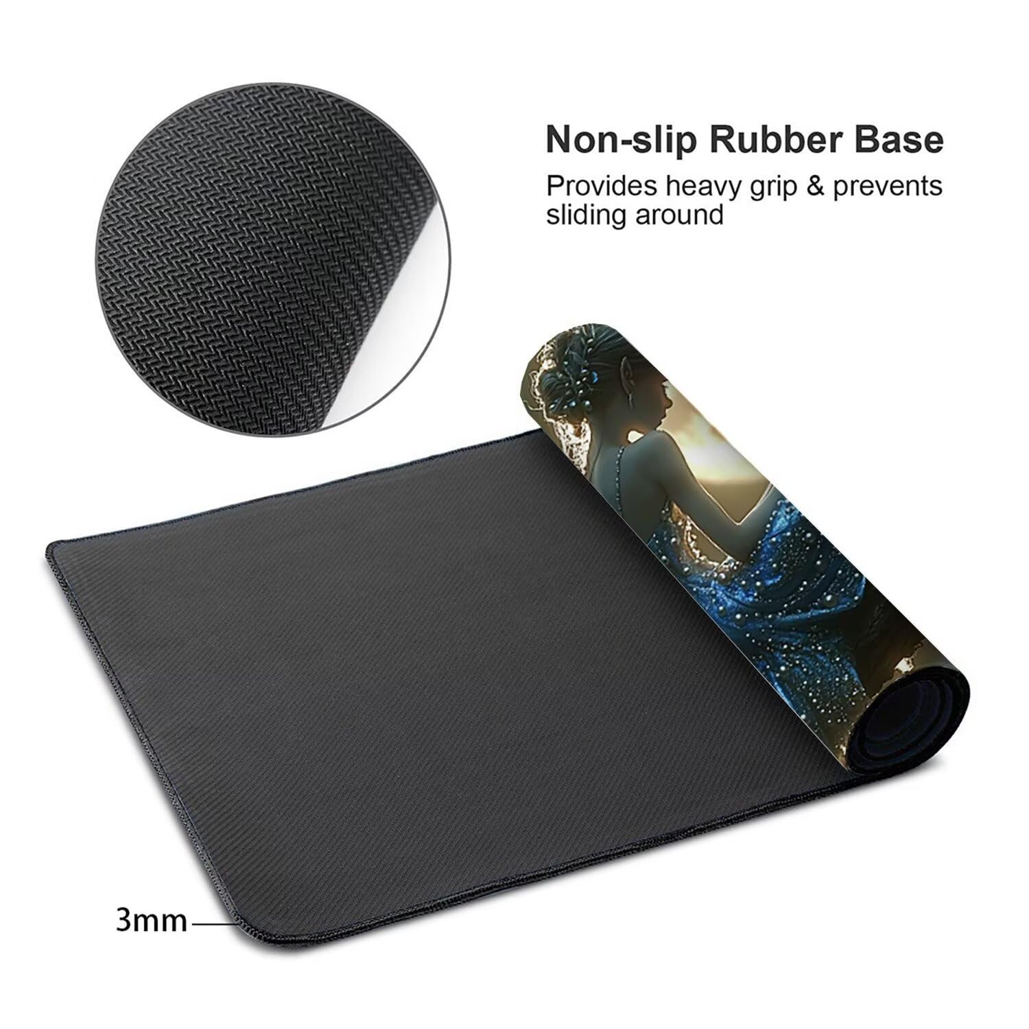 Podkładka pod mysz do gier XXL Mousepad 1000 x 500 mm, duża podkładka pod biurko z antypoślizgową gumową podstawą dla graczy, poprawia precyzję i szybkość (księżycowe elfy) X-977