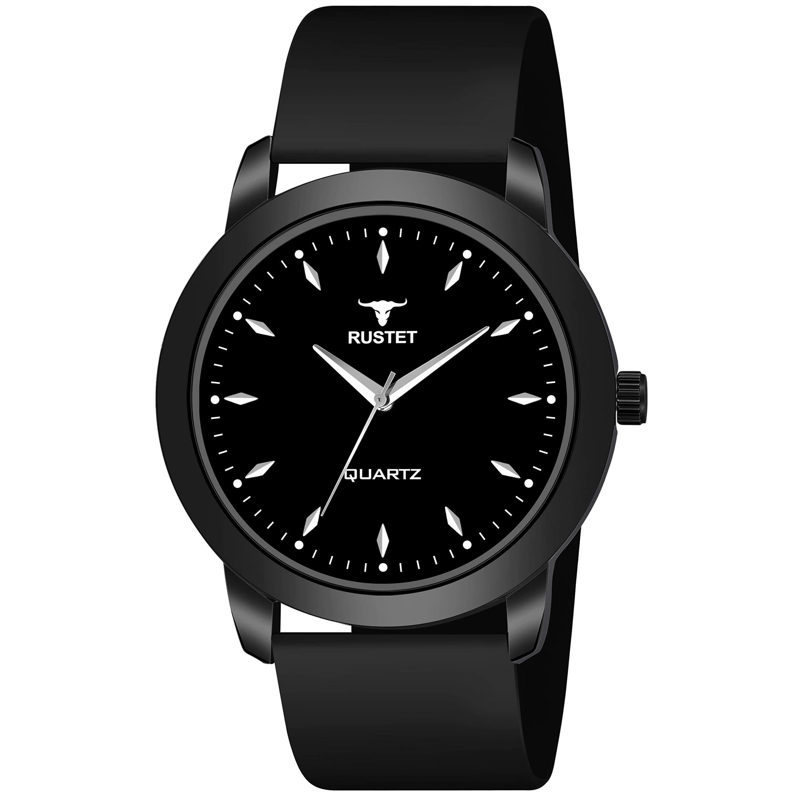 RUSTET Analogue Mens Black Silicone Strap Watch (Black Round Dial Black Strap,LD61-BK) (B0C1GLQDZH) Amazon Price History, Amazon Price Tracker