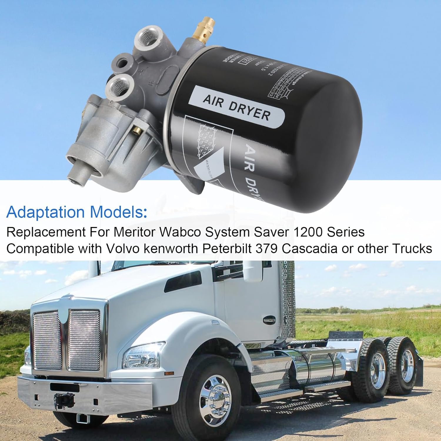 Air Dryer Assembly Compatible with Meritor Wabco System Saver 1200 Series, Replace R955205 4324130010 TR955205