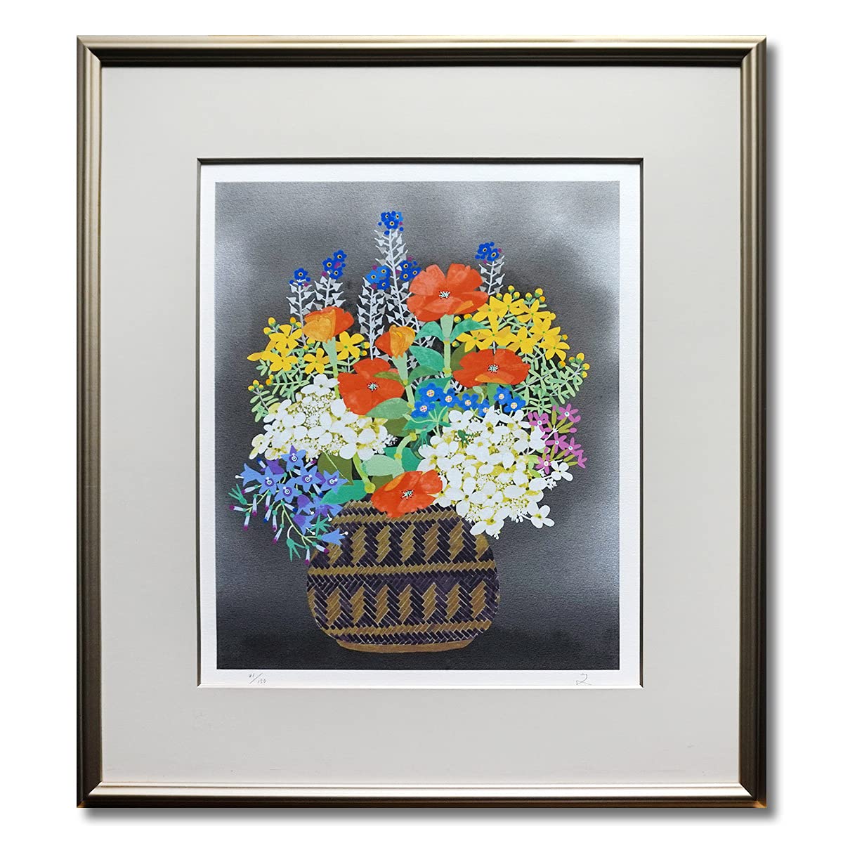 Amazon.co.jp: GLS堀文子 籠花 静物画 作家直筆サイン 花鳥画