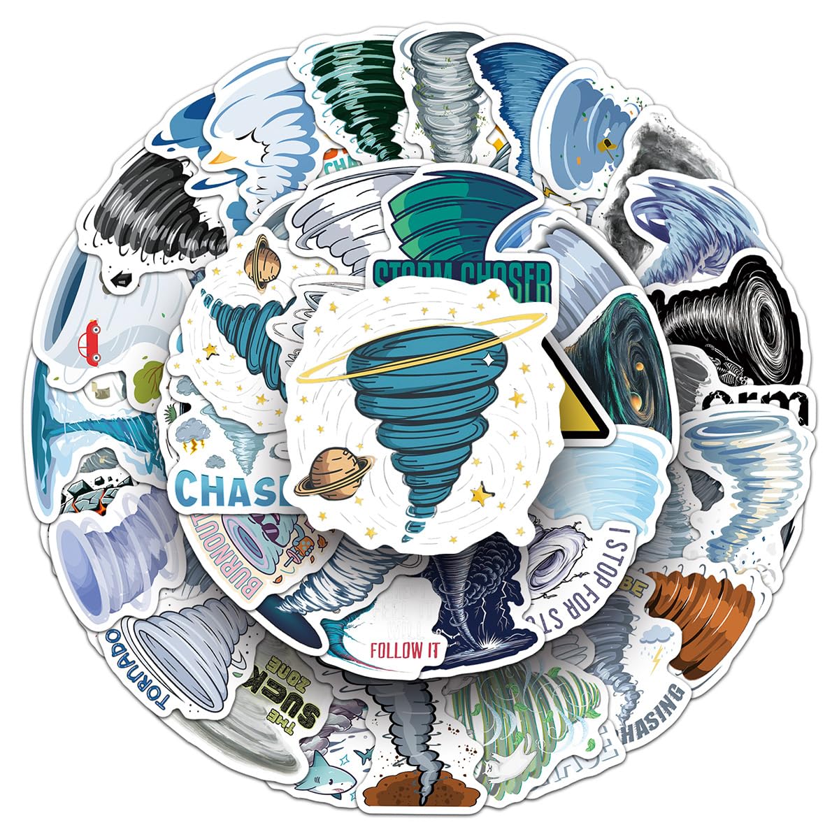 Tornado Aufkleber für Jugendliche Erwachsene 50 Stück Tornado Vinyl Sticker Set Auto Motorräder Fahrrad Skateboard Snowboard Gepäck Laptop Koffer Helm Motorrad Computer