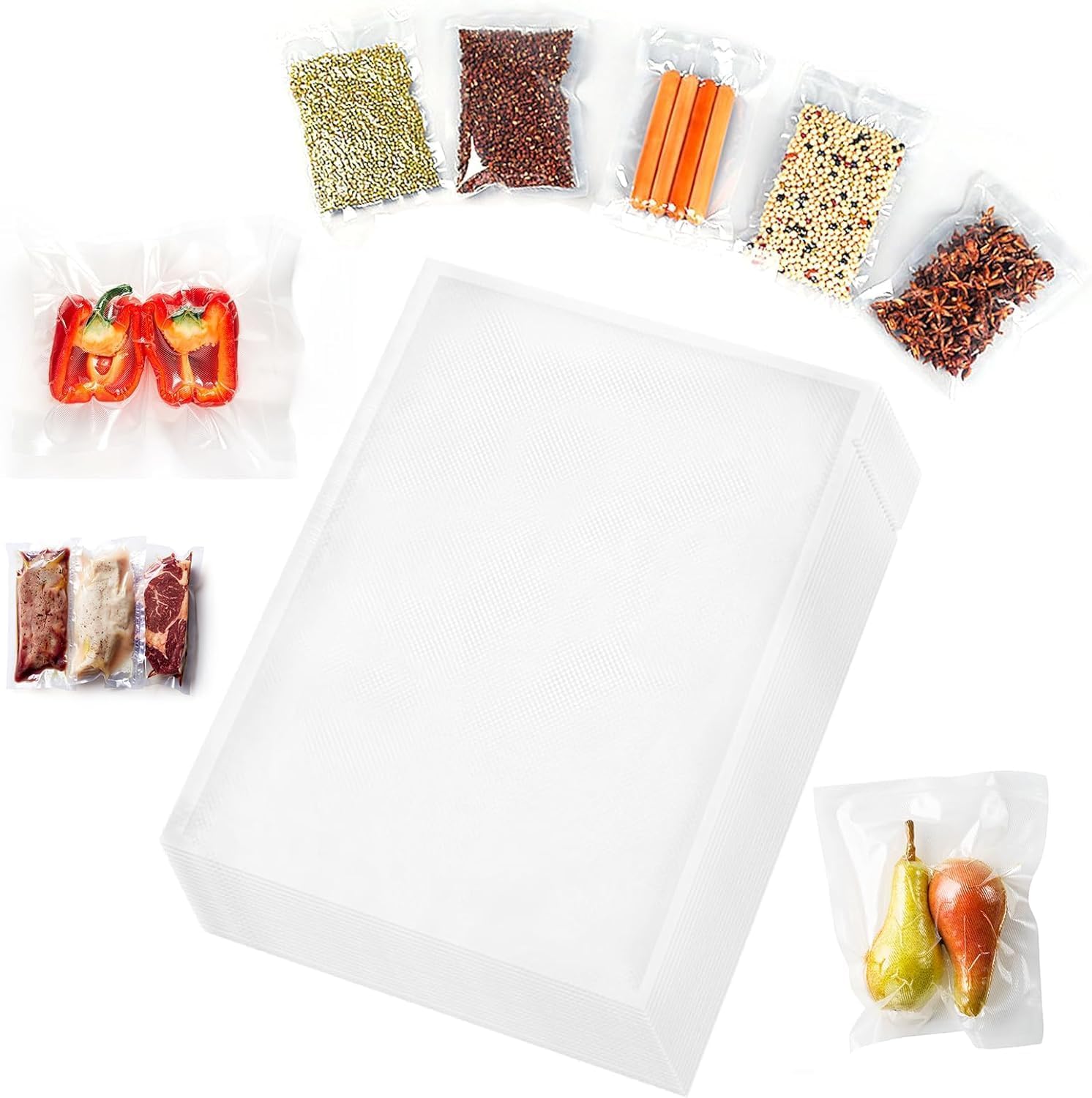 JUPPLIES Pack de 500 Bolsas de Vacío para Alimentos 17x25cm sin BPA - Bolsas para Embasadoras Vacio Alimentos Profesional - Bolsas Gofradas para Conservación de Alimentos (500 Unidades)