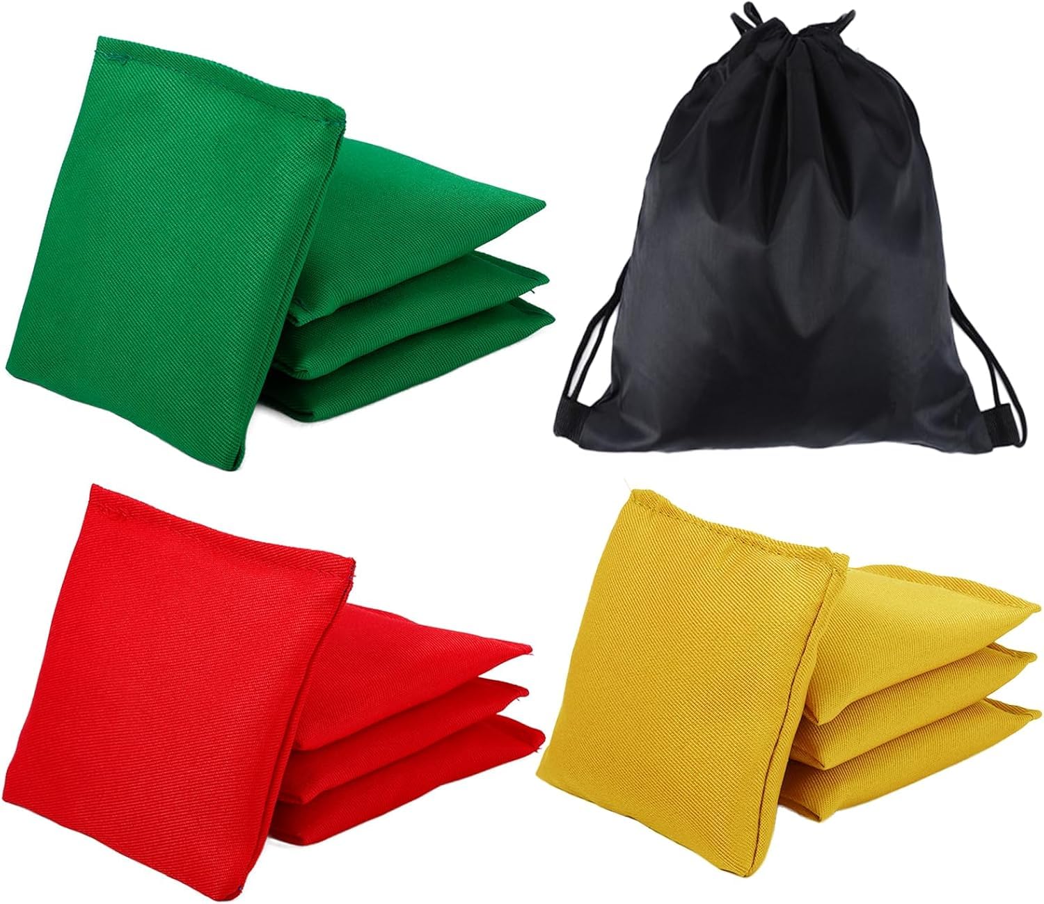 12 Stück Cornhole Säckchen, 10x10cm Cornhole Bean Bags, Wurfsäckchen, Nylon Sitzsäcke Werfen für Outdoor Spiele, Toss Game Bunte Bohnensäckchen Set für Sackloch Spiel (3 Farben)