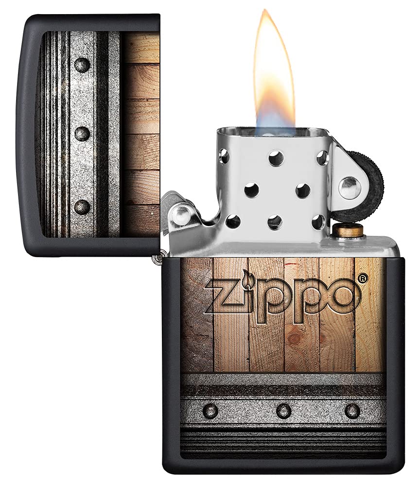 Zippo Briquet Tempête - Design Logo - Finition Noire Mate avec Impression Color Image - Rechargeable - Réutilisable - Design Coupe-Vent - Coffret Cadeau - Fabriqué aux États-Unis