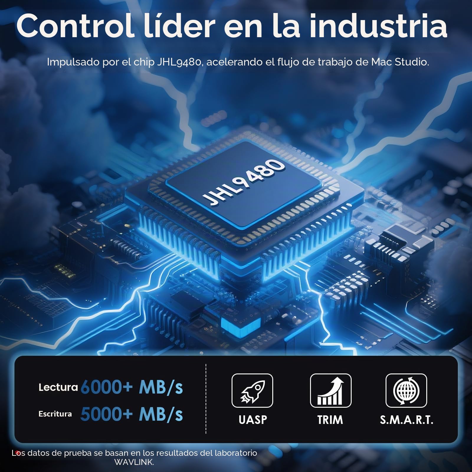 WAVLINK Carcasa SSD M.2 NVMe 80 Gbps Ventilador refrigeración Thunderbolt5/USB4 V2.0 Llave B+M/M-Key NVMe 2280 SSD Mac M4 Pro