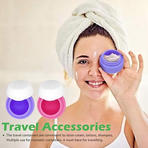Miniatura 7 de Hession 2 recipientes de viaje, organizador de maquillaje, tarros de crema de silicona, a prueba de fugas, tarros aprobados por la TSA para loción
