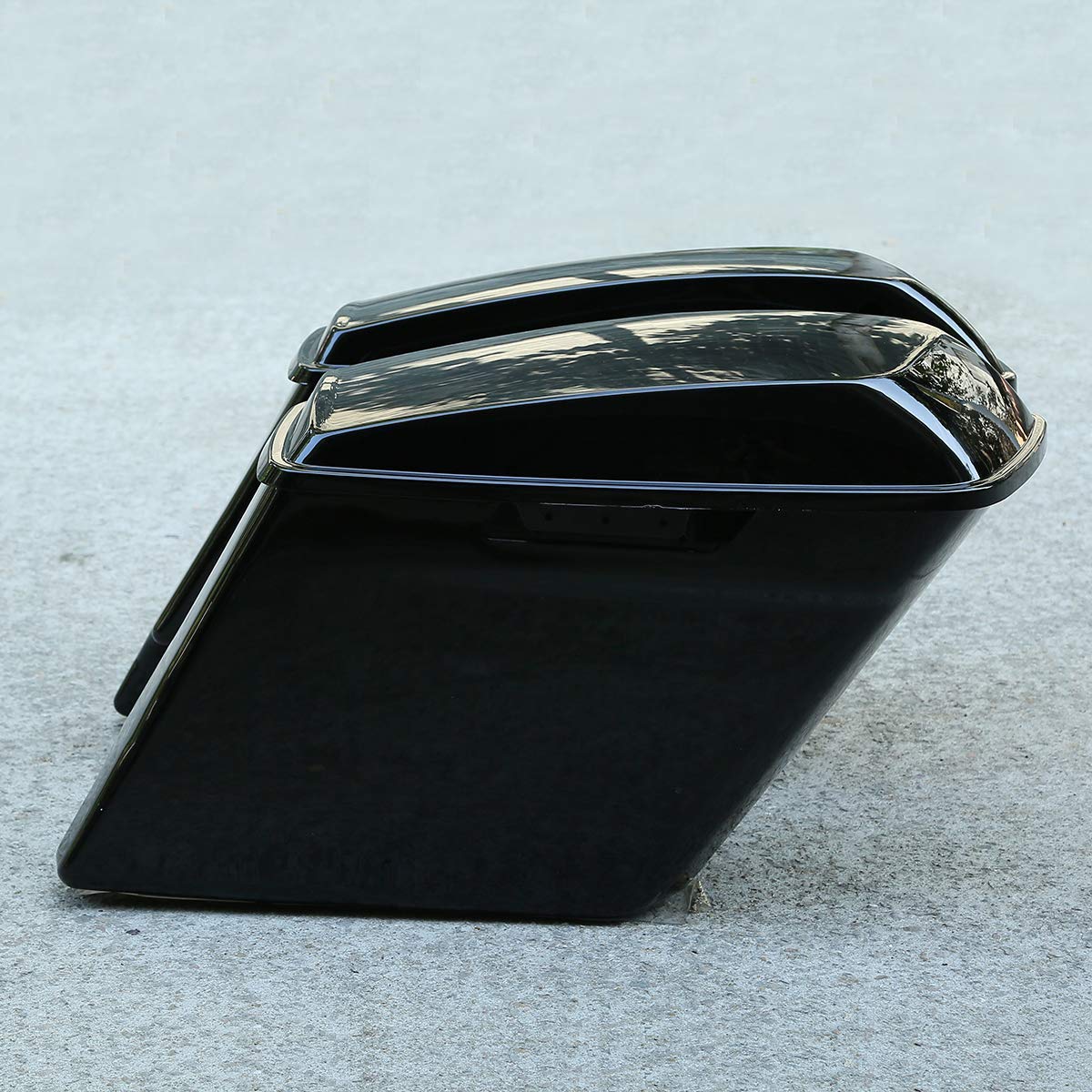 5 Inch Vivid Black Extended Stretched Saddlebags fits for Touring Models FLT, FLHT, FLHTCU, FLHRC, Road King, Road Glide, Street Glide, Electra Glide, Ultra-Classic 2014-later