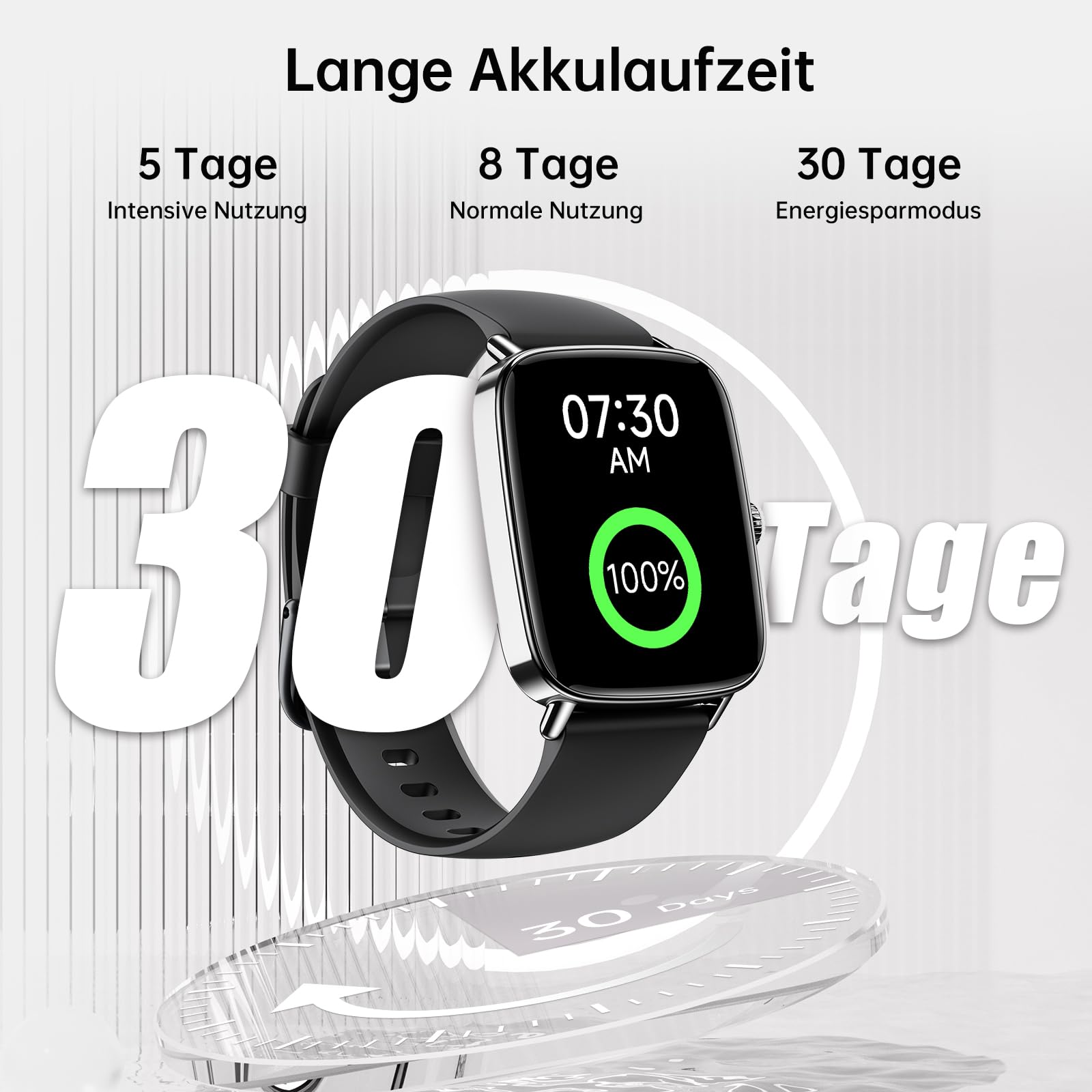 Smartwatch Herren Damen, 1.85" Smart Watch mit Telefonfunktion, Fitnessuhr mit Pulsuhr Schlafmonitor SpO2, 110 Sportmodi Fitness Tracker,IP68 Wasserdicht Schrittzähler Sportuhr für Samsung/iOS/Android