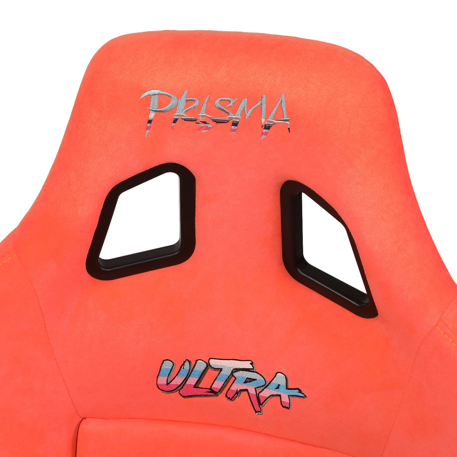 NRG Innovations NRG-FRP-302PH-ULTRA Prisma Asiento de carreras con respaldo fijo con soporte de montaje inferior, asiento de color melocotón/respaldo de copos dorados